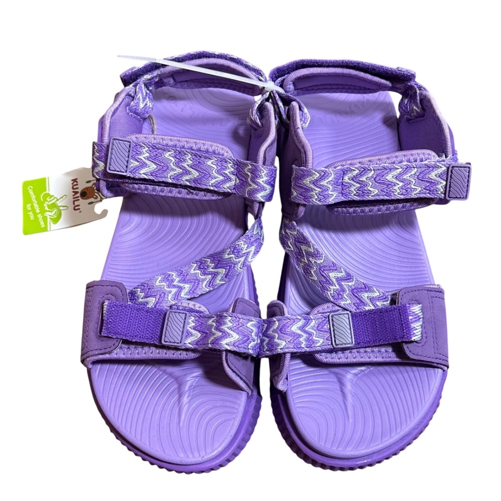 Kuailu Purple Athletic Strappy Sandals Women Size 9.5 Walking Hiking Comfort New - Picture 3 of 10